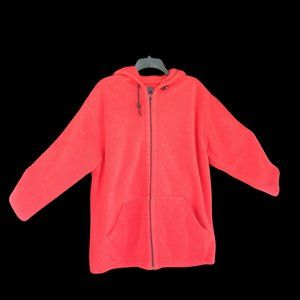 Red Fleece Zip Front Hooded Jacket Womens Size Large